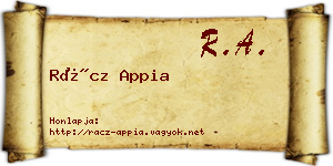 Rácz Appia névjegykártya